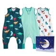 thumbnail image 1 of Toddler Sleep Sack with feet 12-24 Months, 0.5 TOG Lightweight Summer 100% Cotton Breathable Wearable Blanket with Legs, 3 Pack, 2-Way Zipper, 1 of 6