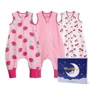 Toddler Sleep Sack with feet 12-24 Months, 0.5 TOG Lightweight Summer 100% Cotton Breathable Wearable Blanket with Legs, 3 Pack, 2-Way Zipper