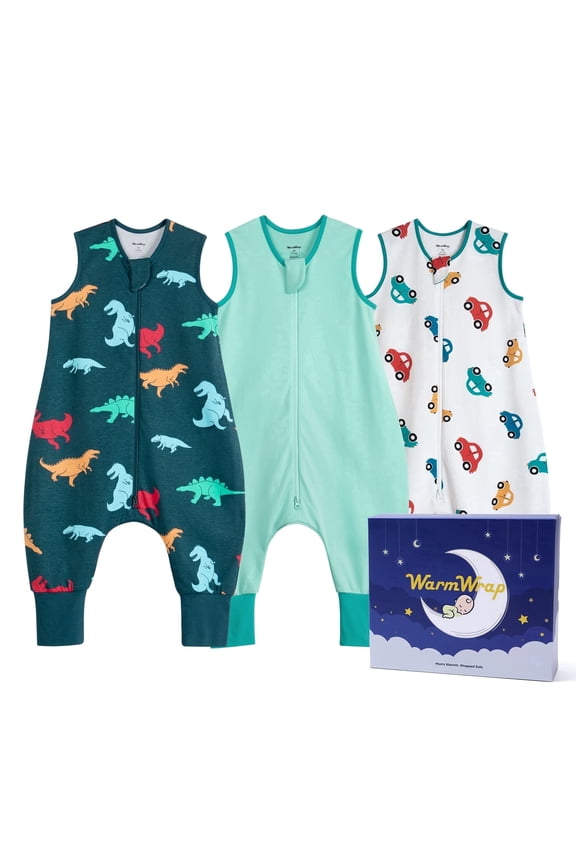 Toddler Sleep Sack with feet 2T-3T, 0.5 TOG Lightweight Summer 100% Cotton Breathable Wearable Blanket with Legs, 3 Pack, 2-Way Zipper