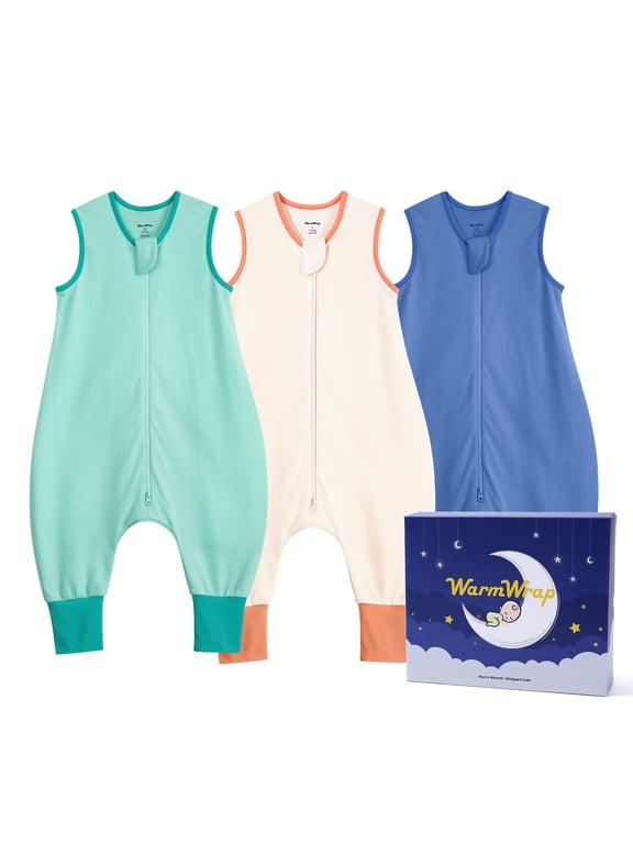 Toddler Sleep Sack with feet 2T-3T, 0.5 TOG Lightweight Summer 100% Cotton Breathable Wearable Blanket with Legs, 3 Pack, 2-Way Zipper