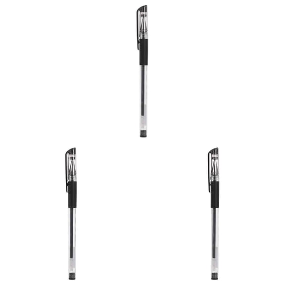 3-Pack 0.5mm Black Gel Pens, Smooth Writing Stick Point Roller Pens with Quick-Drying Ink, for Journaling, Note Taking, Office & Campus Stationery, Smudge-Proof Comfort Grip, By Harlik