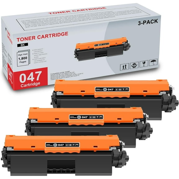 3-Pack 047 (2164C001) Black Toner Cartridge High Yield Compatible CRG047 047 Replacement for Canon ImageCLASS MF113W LBP113W MF110 MF112 i-SENSYS MF113W LBP113W MF110 MF112 Printer