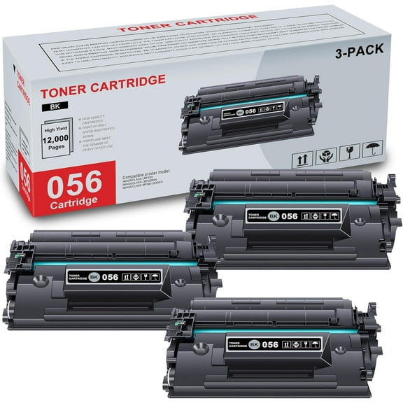 3-Pack 056 3007C001 Black Toner Cartridge High Yield (with chip) Compatible CRG056 056 Replacement for Canon imageCLASS LBP320 imageCLASS LBP325dn imageCLASS MF540 Series Printer