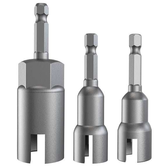 3 Pack 1/4" Hex Shank Wing Nut Driver Set 11mm 13mm 17mm