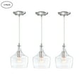 thumbnail image 1 of 3-Pack 1-Light Kitchen Island Pendant Lighting Teardrop Clear Glass Pendant Light with Brushed Nickle Finish for Dining Room, Bar, 1 of 10