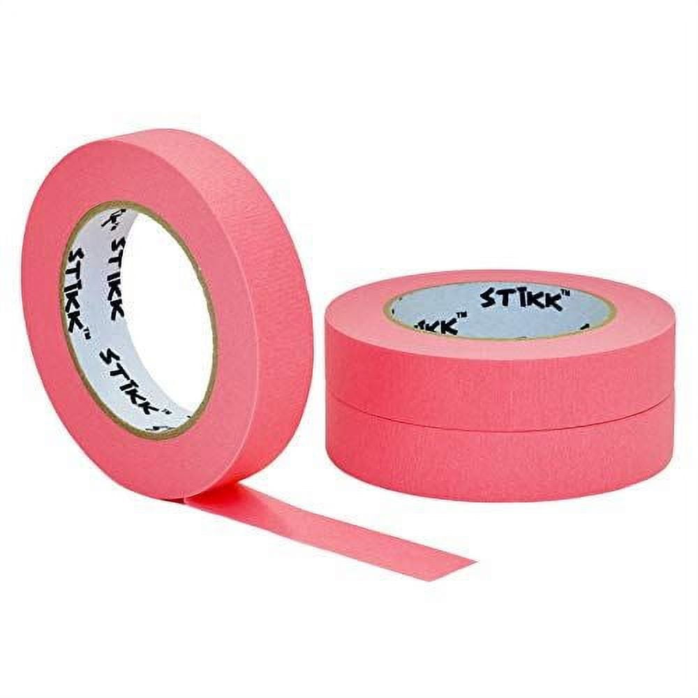 3 Pack 1 inch x 60yd Rolls (24mm x 55m) STIKK Pink Painters Masking Tape