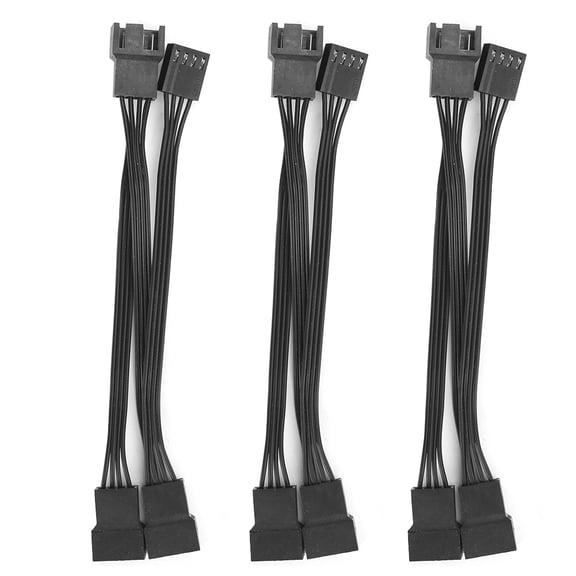 3-Pack 1-to-3 Splitter Cable for Computer Case CPU Fans, 4-Pin Adapter Wire for Tandem Connection