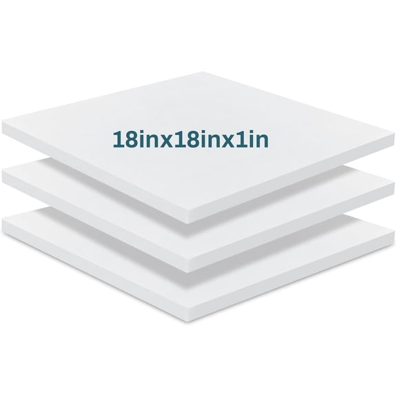 3 Pack 1 x 18 x 18 Inch Upholstery High Density Foam Cushion Replacement Square Cut to Size Foam Couch for Chair Couches Padding Shipping Packing DIY Cosplay Projects