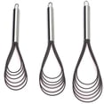 thumbnail image 1 of 10, 11, 12 inch Flat Whisk Silicone Heads Non Stick Wires Whisk Blending Whisking Beating Stirring Egg Beater Stainless Steel Set, 1 of 5