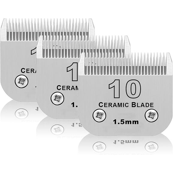 3-Pack #10 Dog Grooming Blades -  Compatible with Andis Clippers/Oster A5/Wahl KM,Detachable Stainless Steel Blade,Size-10, 1/16-inch Cut Length