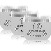 3-Pack #10 Dog Grooming Blades - Compatible with Andis Clippers/Oster A5/Wahl KM,Detachable Stainless Steel Blade,Size-10, 1/16-inch Cut Length