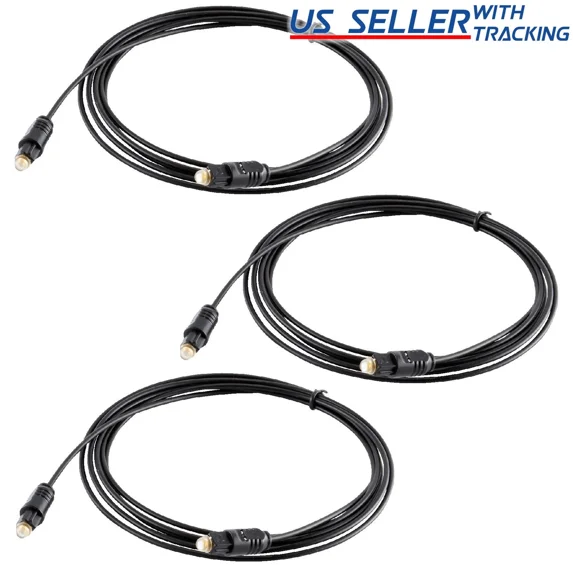 (3-Pack) 10 Ft Digital Fiber Optic Audio Cable Cord Optical Spdif Toslink