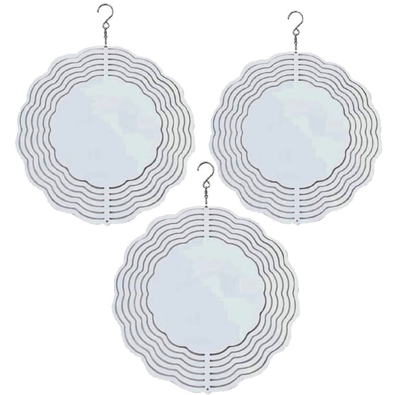 3 Pack 10 - inch Double Sided Round Sublimation Wind Spinner Blanks w/Hooks