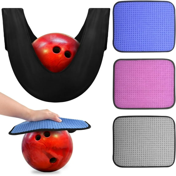3 Pack 10"x 8" Bowling Shammy Pad with EZ Grip Dots, Bowling Ball Towel Microfiber Bowlings Seesaw Bag, Non-Slip Bow ling Polishers Bag Bow ling Cleaner Towel for Cleaning Dirt/Oil