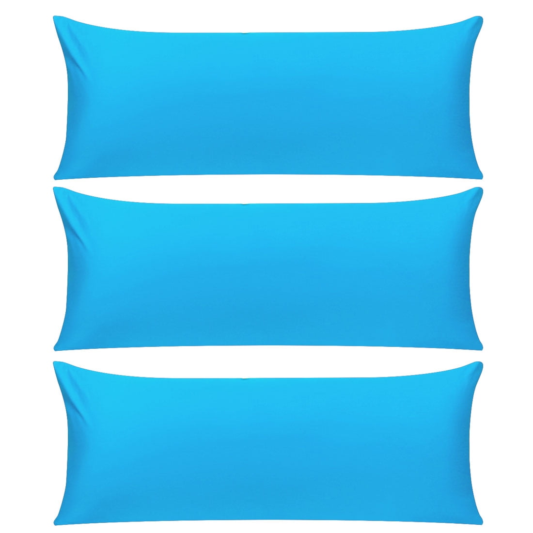Unique Bargains 3 Pack 100% Cotton Body Pillow Cases Covers with Zipper Blue 20" x 54"