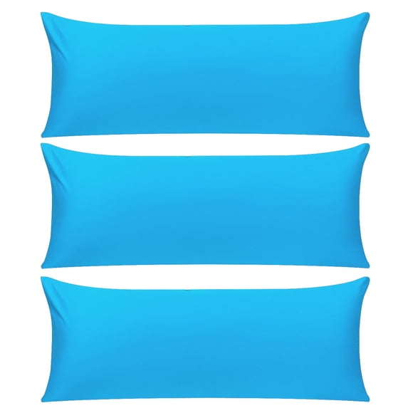 Unique Bargains 3 Pack 100% Cotton Body Pillow Cases Covers with Zipper Blue 20" x 54"