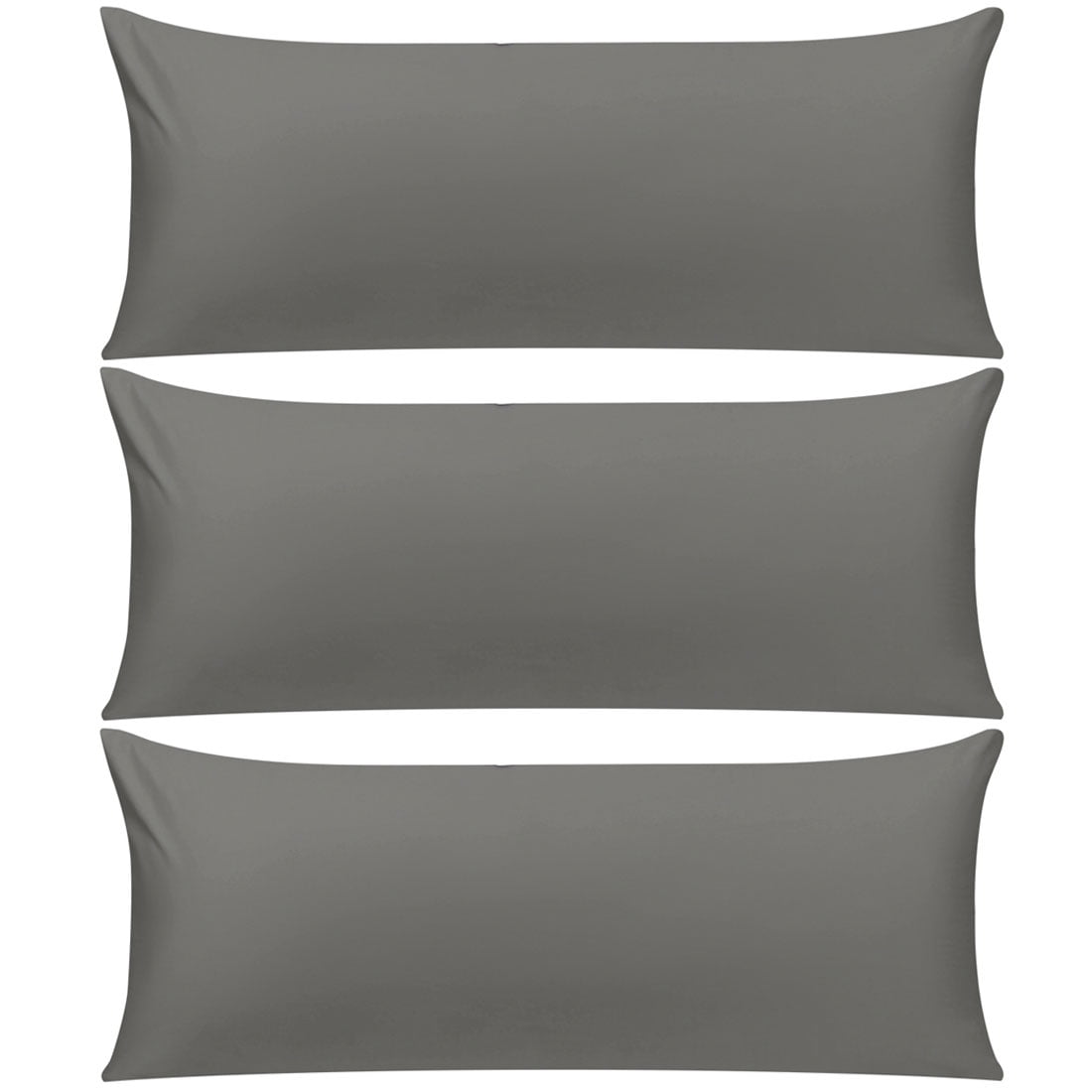 Unique Bargains 3 Pack 100% Cotton Body Pillow Cases Covers with Zipper Dark Gray 20" x 72"