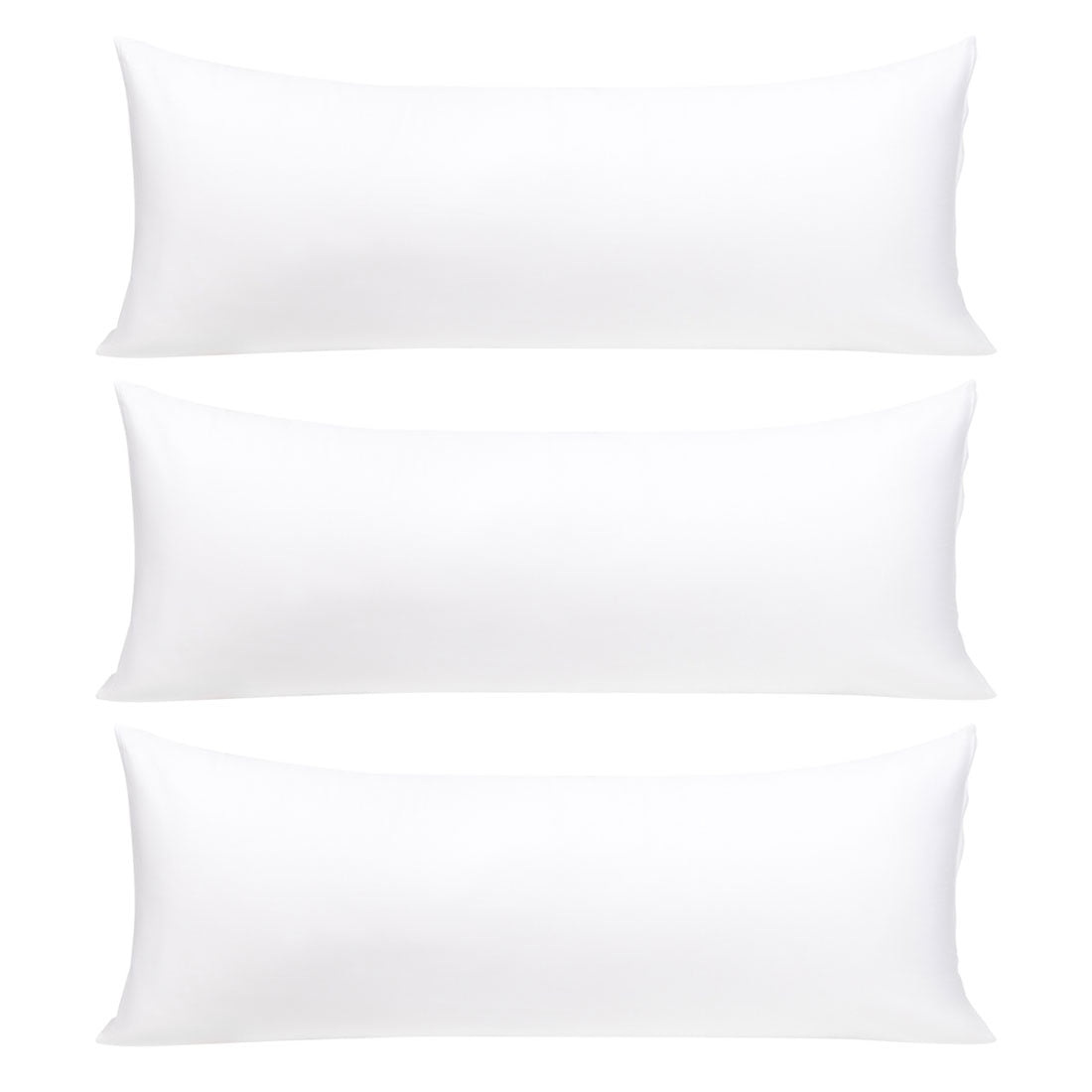Unique Bargains 3 Pack 100% Cotton Body Pillow Cases Covers with Zipper White 20" x 72"