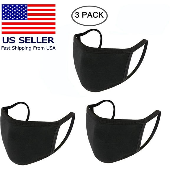 3 Pack 100%Cotton Unisex Face Masks 3 Layers For Filter Insert Reusable Unisex