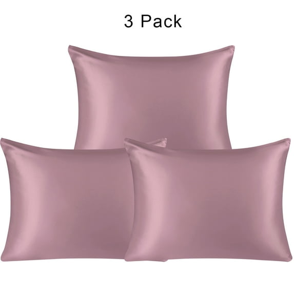 PiccoCasa 3 Pack 100% Silk Pillowcases for Hair and Skin 22 Momme Silk King Mauve