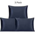 thumbnail image 1 of 3 Pack 100% Mulberry Silk Pillowcases for Hair and Skin 22 Momme Silk Standard Navy, 1 of 7