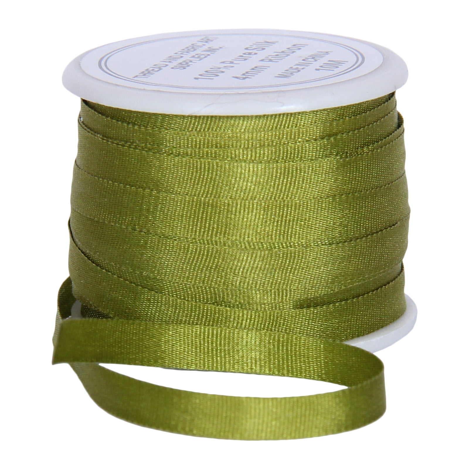 3 Pack 100% Pure Silk Ribbon by Threadart - 4mm Avocado - No. 651 - 3 Sizes - 50 Colors Available