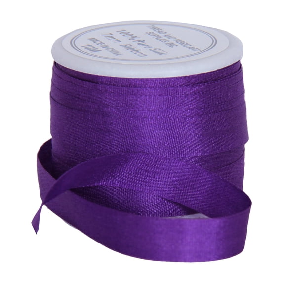 3 Pack 100% Pure Silk Ribbon by Threadart - 7mm Purple - No. 703 - 3 Sizes - 50 Colors Available