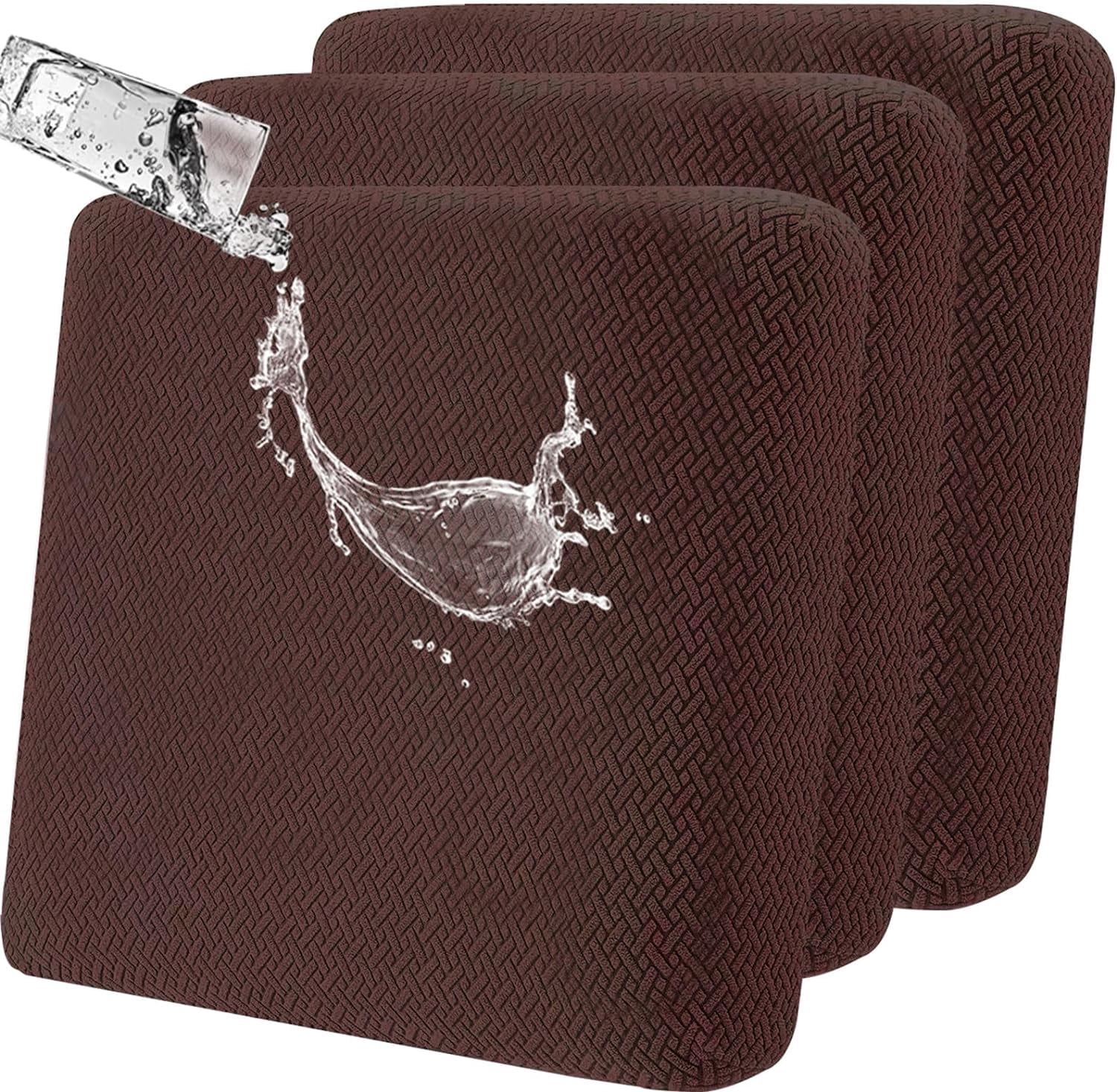 3 Pack 100% Waterproof Patio Sofa Cushion Covers, Stretch Outdoor/Indoor Individual Seat Cushion Cover Furniture Protector Sofa Slipcover, Brown
