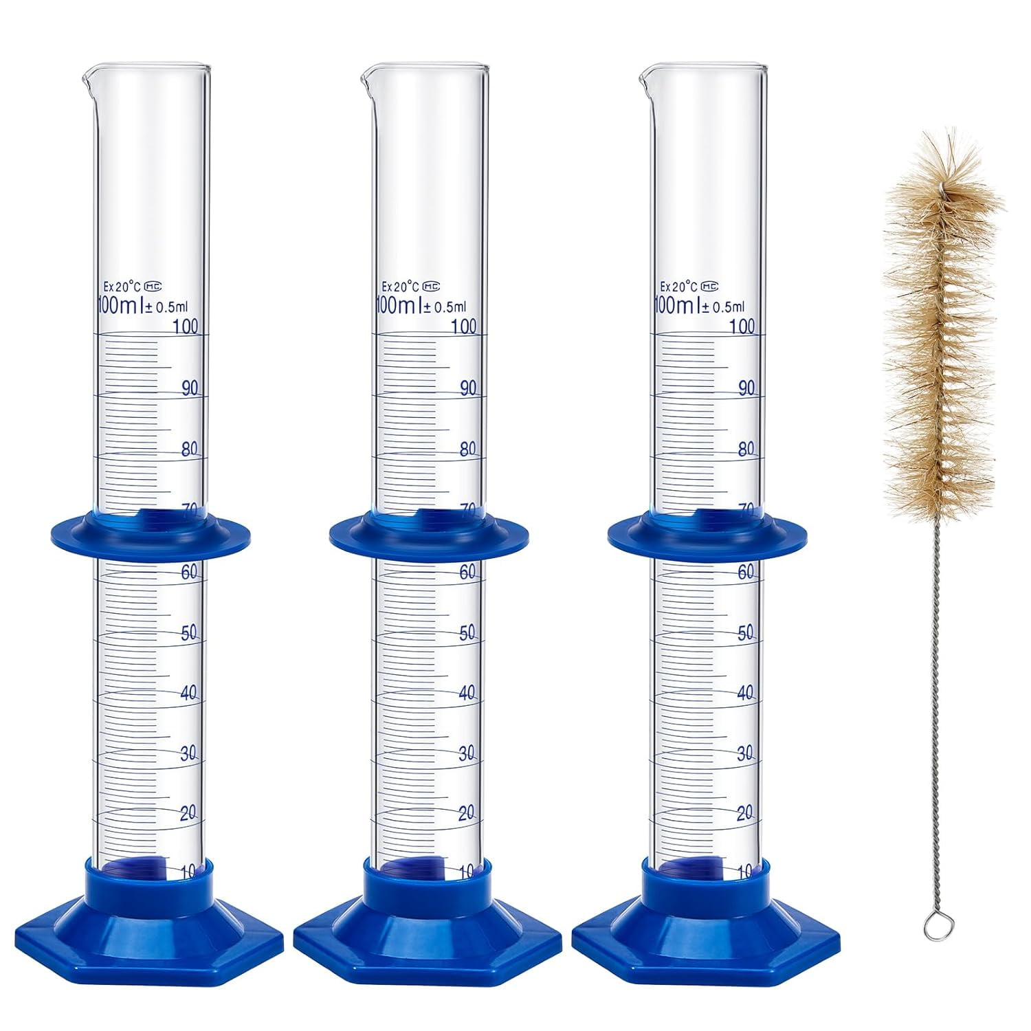 3 Pack 100 ml Graduated Cylinder, Clear Measuring Cylinder Set ...