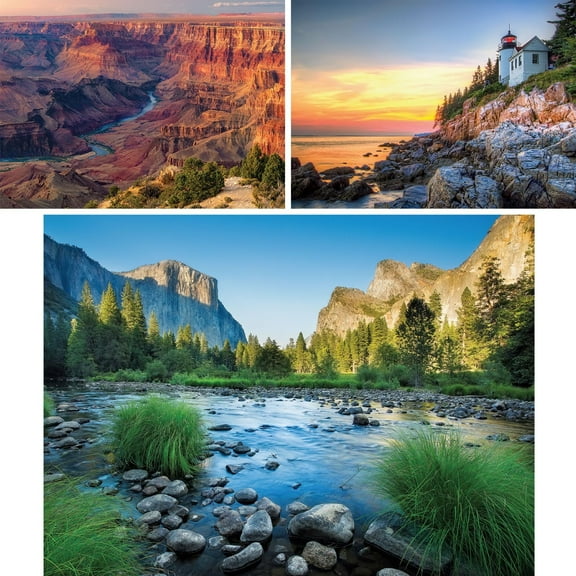 3-Pack 1000pc National Parks Puzzles – Grand Canyon, Acadia, Yosemite