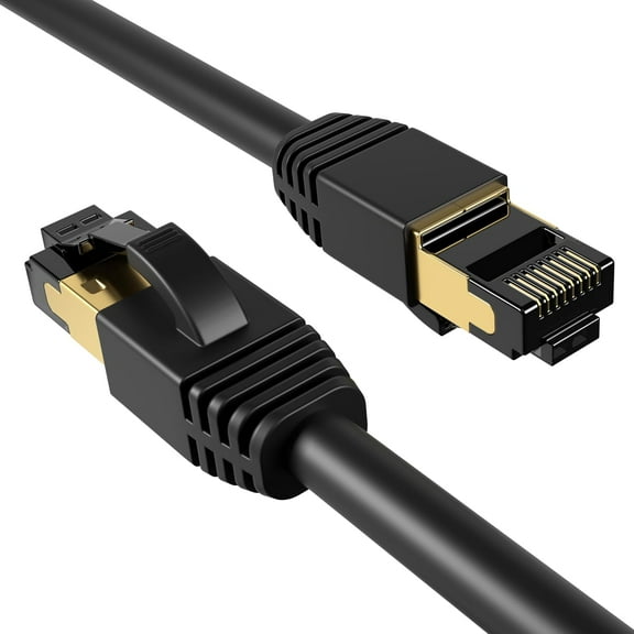 3-Pack 10FT Cat8 Ethernet Cable Black Copper Shielded RJ45 Patch Cord for Router, PC, Gaming, Servers, PoE Security Cameras, Smart TVs, 40Gbps High-Speed Network Wire