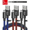 thumbnail image 1 of [3 Pack 10FT] PS4 Controller Charger Charging Cable Nylon Braided Micro USB High Speed Data Sync Cord Compatible with Playstation 4, PS4, Xbox One S/X Controller, Android Phones (Black&Blue&, 1 of 7