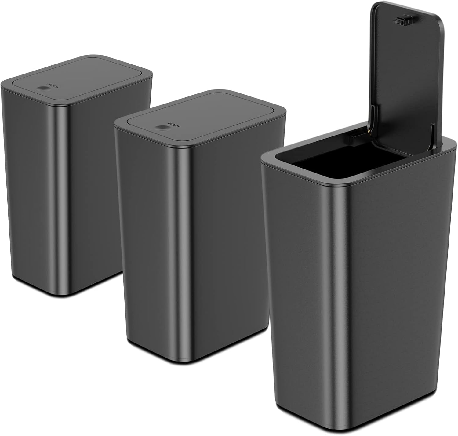 3 Pack 10L / 2.6 Gallon Small Trash Can with Lid, Bathroom Garbage Can ...