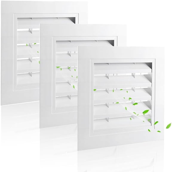 3 Pack 10x10 Inch Square Vent Covers Aluminum Gable Vent Cover Durable White Square Louvered Grille Vents for Attic Garage Door