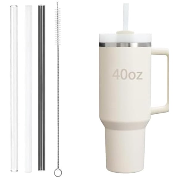 3 Pack 12" Replacement Straws, Compatible with Stanley Cup 40 oz，Reusable Straw with Straw Brush for Stanley Cup Accessories, for Stanley Straws，Food Grade & BPA Free(Multi Color)