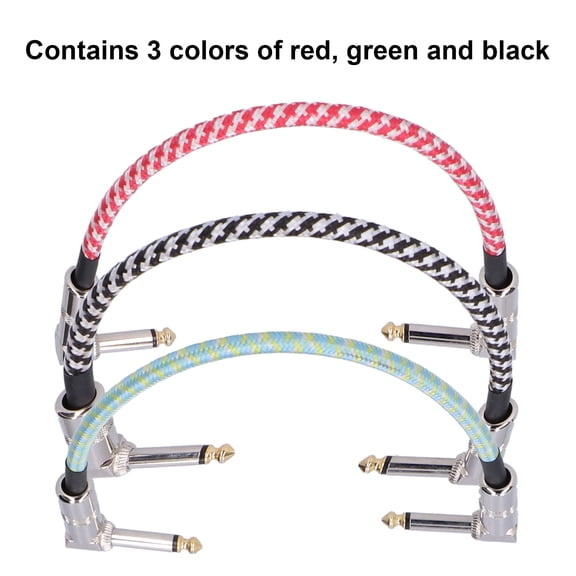 3-Pack 12.6 Inch Braided Guitar Effect Pedal Patch Cables, 1/4 Inch TS Audio Connectors, Red Black Green Instrument Cables for Effects Units 3Pcs 0.47cm