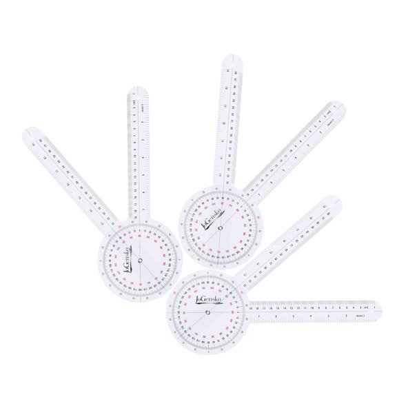 3 Pack 12 Inch 360° Orthopedic Plastic Goniometers, Large Physical Therapy Joint Angle Protractor Rulers for Knee, Elbow, Shoulder & Hip ROM Measurement