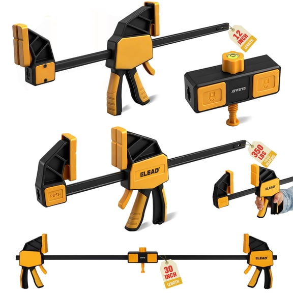 3-Pack 12-Inch Bar Clamp for Woodworking with Leveling Block Clamp, 350LBS Load Limit, Heavy Duty Quick-Release Wood Clamps/Spreader, One-Handed F Clamp for Wood Working