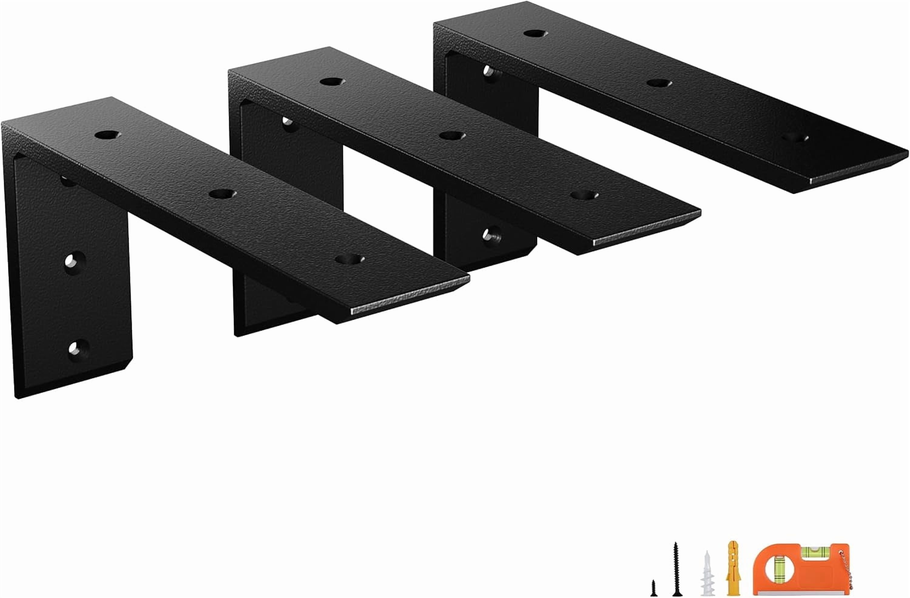 3-Pack 12 Inch Countertop Support Brackets, Heavy Duty L Brackets for Quartz/Wood/Laminate/Granite Countertops | 3/8" Thick Metal Steel | Frosted Black Powder Coated