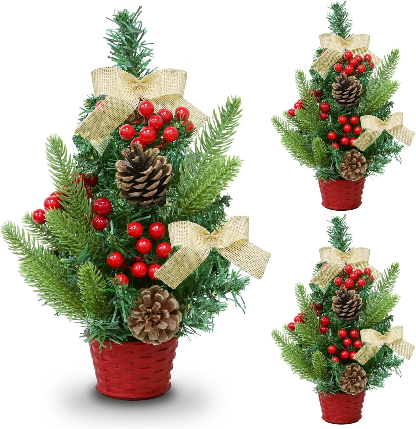 3 Pack 12 Inch Mini Christmas Tree Table Top Christmas Tree Office ...