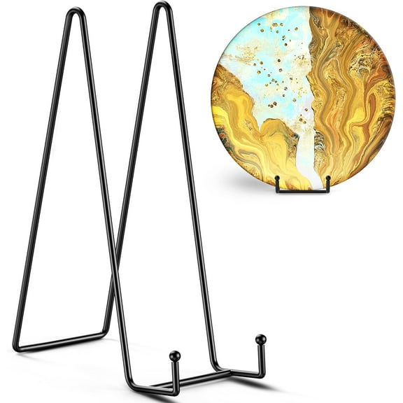 3 Pack 12 Inch Plate Stands for Display - Large, Metal Picture Frame Holder Stand + Easels for Decorative Platter, Book, Plaque, Photo, Table Top Art