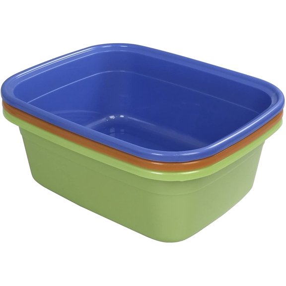 3-Pack 12 Quart Dish Pan, Rectangular Plastic Dish Pan