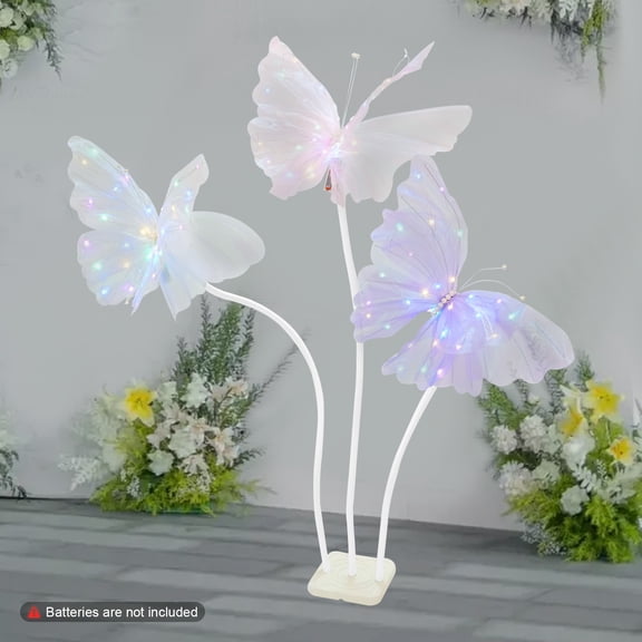 3-Pack 120cm LED Butterfly Lights Battery Powered, Freestanding for Wedding & Home Decoration Photography Background