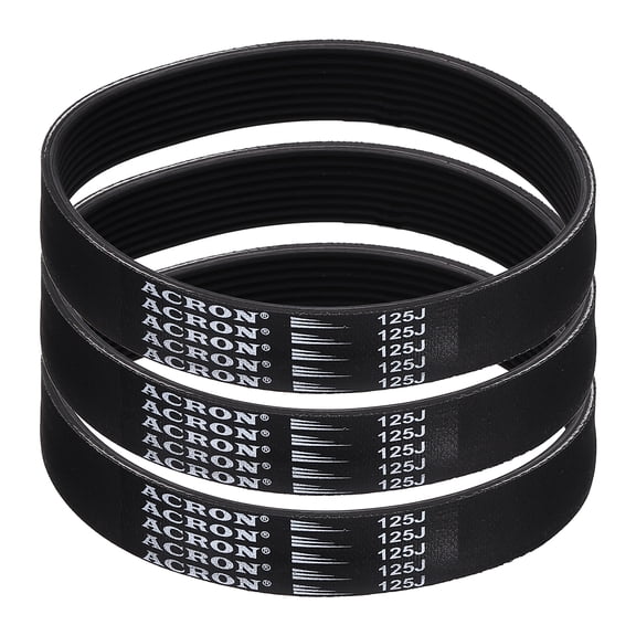 3 Pack 125J8 PJ V-Ribbed Belt 8 Ribs 12.5" Length x 0.74" Width x 0.14" Height, EPDM Rubber Poly V Belt, Multi Wedge Micro V Belt