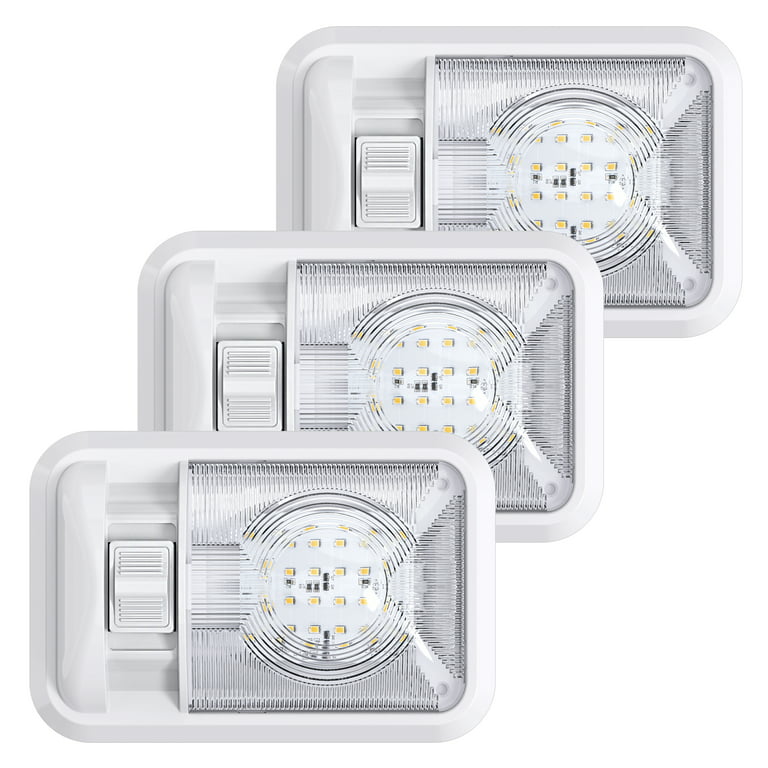 3 Pack 12V Led RV Ceiling Dome Light RV Interior Lighting for Trailer Camper  with Switch, Single Dome 280LM 