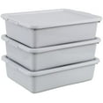 thumbnail image 1 of 3-Pack 13 L Plastic Bus Tub Box, Commercial Bus Tub with Lid, Grey, 1 of 7