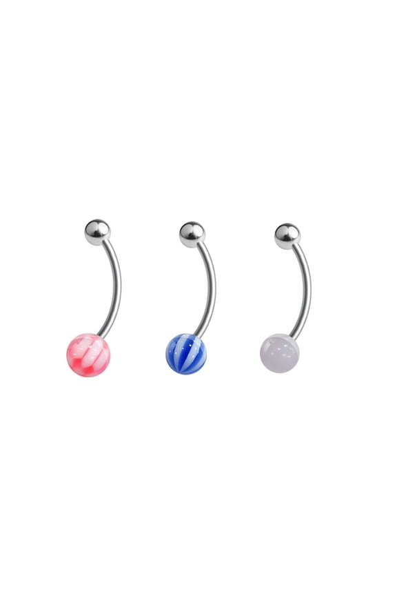 3 Pack 14G Belly Button Rings Belly Rings 16mm Plus Size Long Shaft Piercing