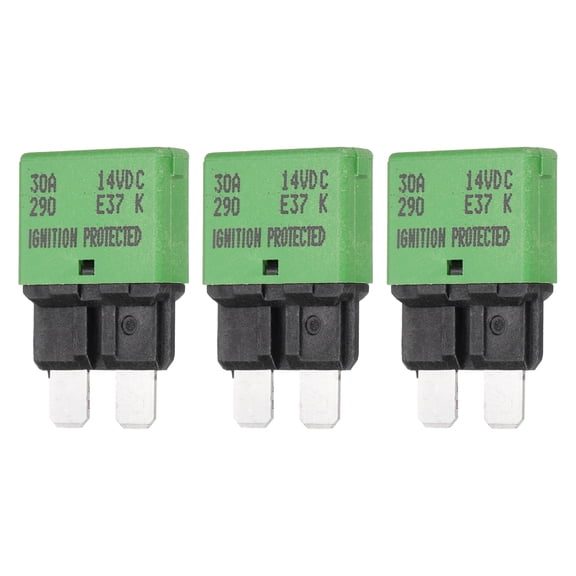 3 Pack 14V DC 30A Green ATC/ATO Automatic Mini Resettable Fuse for Car