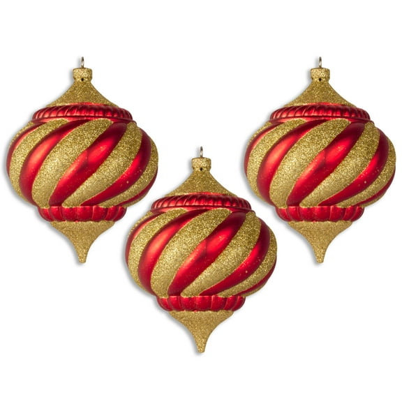 3 Pack 150mm Onion Ornament Traditional Collection Red and Gold