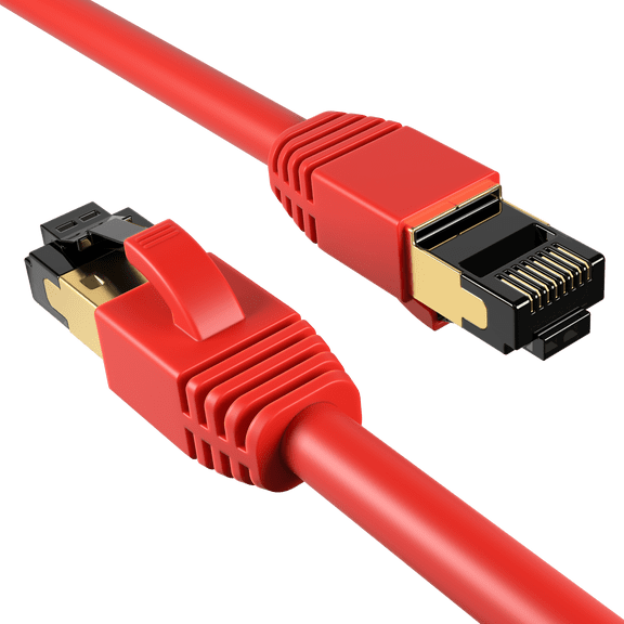 15FT Cat8 Ethernet Cable Copper Shielded RJ45 Cord for Router, PC, Gaming, Servers, PoE Security Cameras, Smart TVs, 40Gbps High-Speed Network Patch, Red, 3 pack, Cables Direct Online